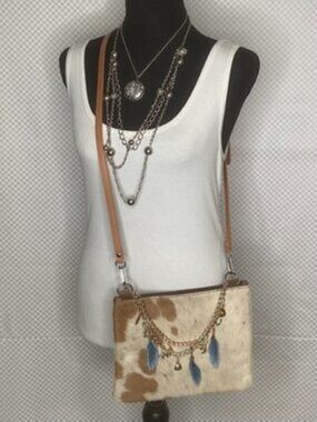 Western Genuine Cowhide crossbody purse with flair